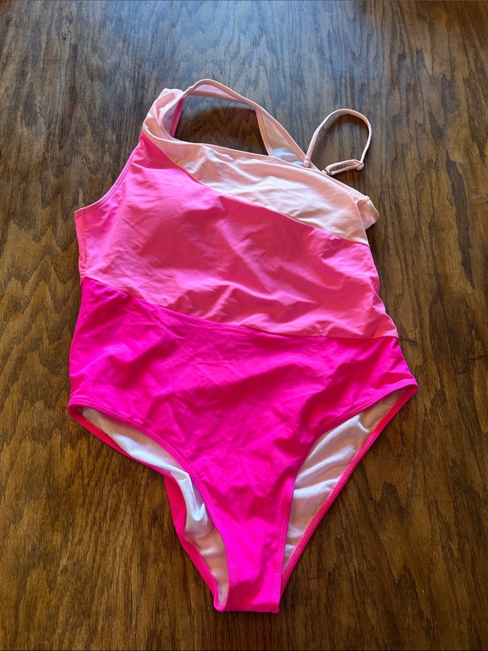 Women’s Pink Colorblock One-Piece Swimsuit - Adjustable Straps